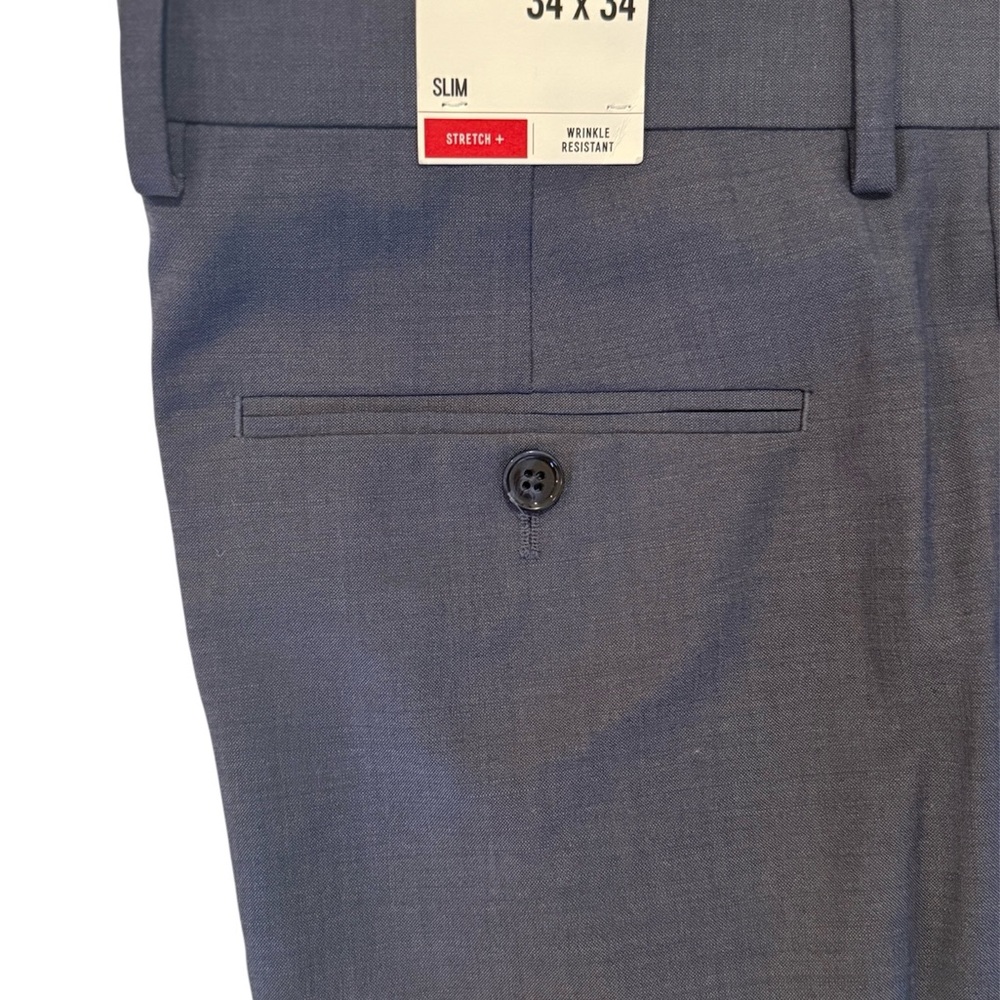 NEW Express Men's Slim Fit Stretch + Dress Pant  - Dusty Blue 34x34 - Slim